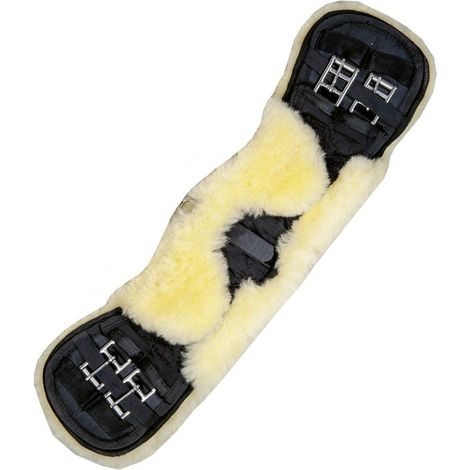 Sottopancia inglese corto con pelliccia removibile e fibbie in acciaio: 75 cm, nero /naturale 9123