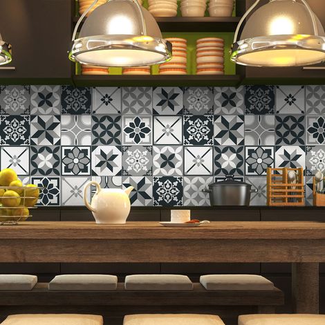 Sticker Mural Carrelage adhésif Cuisine Salle de Bain - 24 STICKERS CARRELAGES AZULEJOS GUILLERMO - 24stickers10x10cm (1/5)