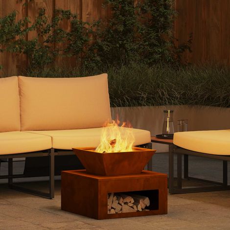 Feuerstelle Rostig 50 x 50 x 40 cm Wetterfeststahl