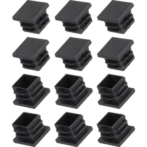 12Pcs Bouchon d'extrémité Tube carré 19 x 19mm pour Meuble Noir Bouchons plastique inserts Bouchons d'extrémité couvre-capuchon fileté Bouchons protection (1/5)