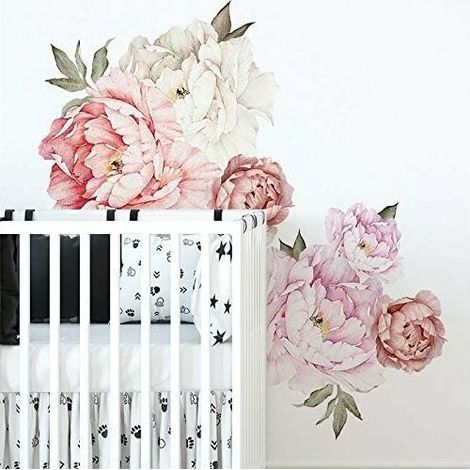 Stickers muraux Fl de Pivoine rose Stickers muraux Décoration de la maison Décoration du salon Décoration de la chambre des enfants Décoration de la chambre à coucher (1/5)