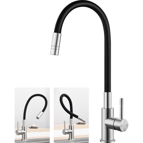 Rubinetto da cucina flessibile con 2 modalità di getto, miscelatore da cucina girevole a 360°, miscelatore monocomando, rubinetto da cucina flessibile