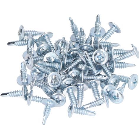 Selbstbohrende, rutschfeste Rundkopfschrauben aus verzinktem Kohlenstoffstahl, mit Unterlegscheiben (4,2 x 16 mm), 50 Stück (1/5)
