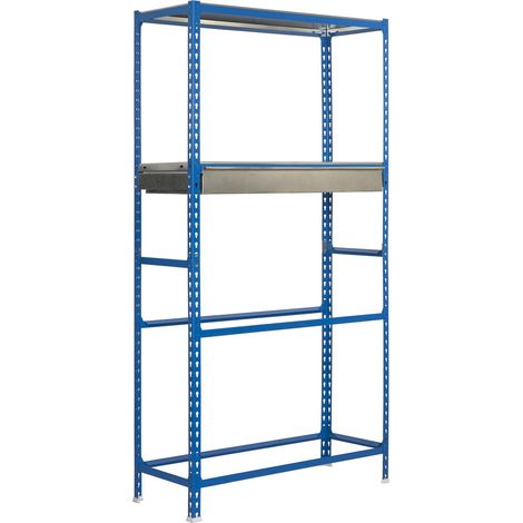 SimonRack Étagère á Pneus avec Tiroir, Rangement 8 pneus, 2000x1000x400 mm, Métal Renforcé, Garage Atelier, Bleu/Galvanisé - Simonauto (1/4)