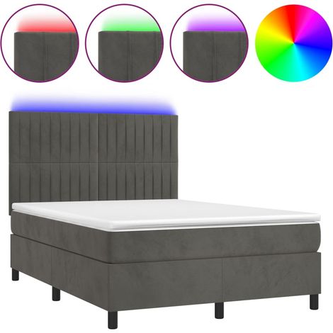 Maison Exclusive - Letto a Molle con Materasso e LED Grigio Scuro 140x200 cm