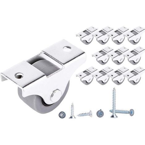 Lot de 12 petites roulettes en caoutchouc 25 mm pour meubles, non pivotantes, sans plastique, pour appareils et équipements (1/5)