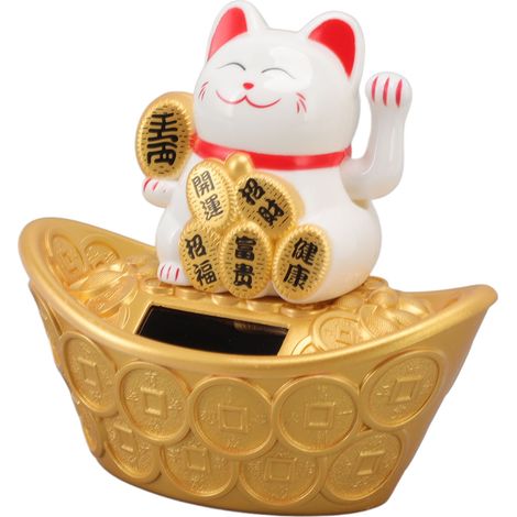 Ornement chat porte-bonheur à énergie solaire, symbole de richesse et de bienvenue, statue de chat fortuné agitant la main, pour la décoration de la maison ou du tableau de bord de la voiture, MLY2302