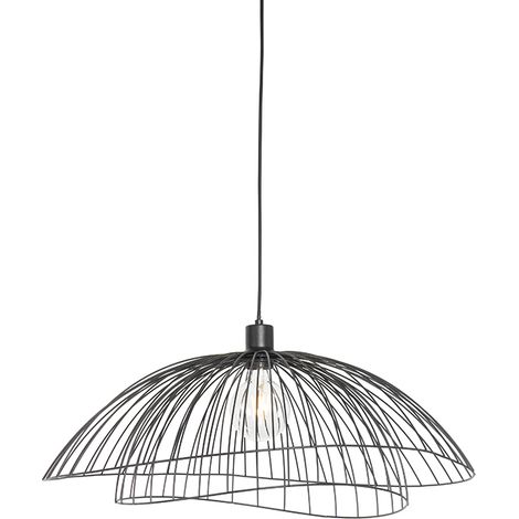 Qazqa – Suspension noire 1 lumière Ø 66 cm – Hauteur réglable 60-150 cm – Culot E27 – Éclairage intérieur pour salon, chambre, cuisine