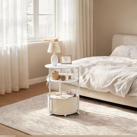 Table basse coloris blanc en tissu métal 43 x 43 x 56 cm (1/5)