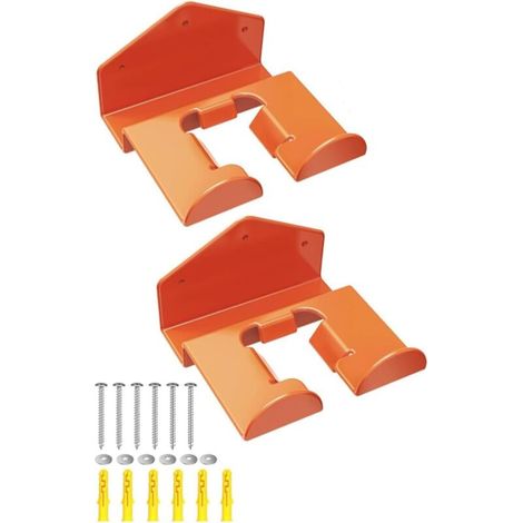 Supporto da parete per utensili elettrici resistenti, 2 organizer arancioni per tagliaerba, gancio in acciaio per garage, capannone, rimorchio chiuso (1/5)