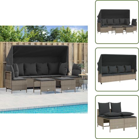 Salon de jardin 5 pcs avec coussins gris clair résine tressée - Salon De Jardin - Meubles De Jardin - Set Salon - Chaise Longue - Fauteuil Pliable