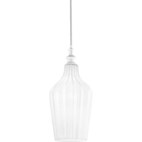 Cleofe - Suspension en verre transparent et blanc - Douille 1XE27, style vintage, 1XE27 max 1X60W, d.18cm, ampoules exclues