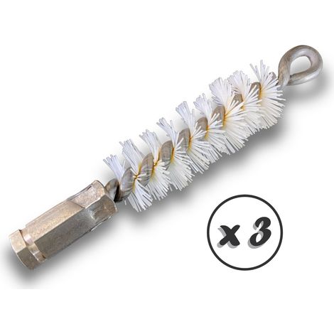 Lot de 3 Brosses à tube PRO NYLON Ø 30 mm Raccord M12175 femelle Ame en acier torsadé Nettoyage brossage tube et canalisation Kibros 41SCN30x3