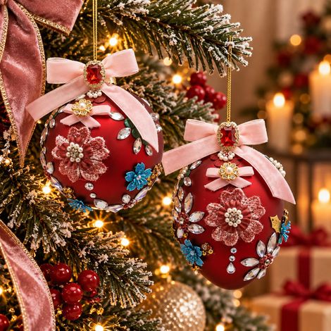 EDG Enzo De Gasperi Addobbo Palla Uovo Boheme H13 Ø8 cm Bordeaux 2 Assortiti – Decorazione per Albero di Natale 1 Pz (1/2)