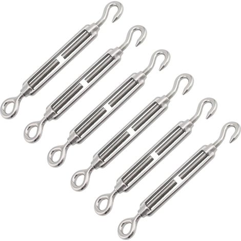 CSPARKV Kabelspanner, M4-Spannschloss, Edelstahl-Kabelspanner, 6 Stück Stahlkabelspanner, Kabelspanner, Kabelspanner, Edelstahlspanner, Stahlspanner, Schraubenspanner, Edelstahlschlinge, Kabel mit Spa