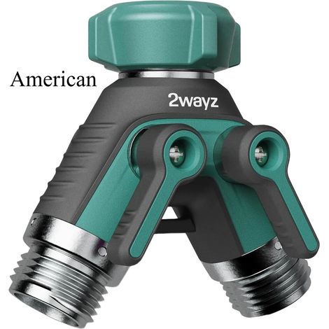 Raccord en Y robuste pour robinet extérieur et arrosage (américain), double sortie, en alliage de zinc. (1/5)