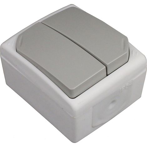 Zenitech – Interrupteur va et vient double étanche IP55 – Installation rapide en saillie – 10A – Borne automatique pour chantiers humides