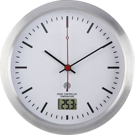Renkforce E1003R Radiocontrollato Orologio da parete 17 cm x 60 mm Argento Adatto per bagno e ambienti umidi (1/2)