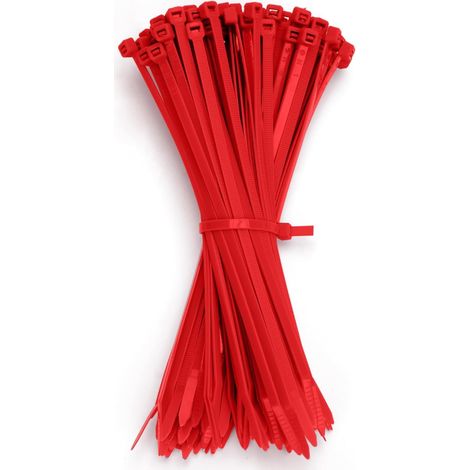Attache Cable Rouge 200 x 4,8mm Collier de Serrage Plastique Serre Câbles Électriques pour Cable Management Jardinage