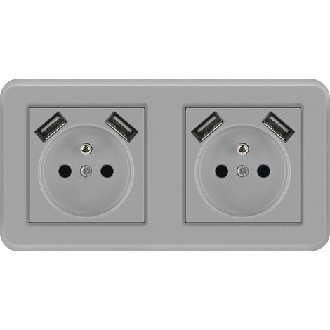 Prise française 16A prise européenne type 82 prise murale encastrée pc peinture gris 8.28.2 CM (E)