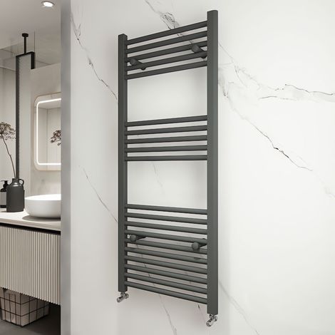 Acezanble Straight Matt Anthracite Heated Towel Rail Radiator 1200 x 500 mm