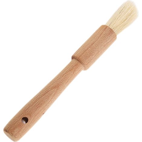 Barbecue Brush, Wooden Oil Brush with Horsehair Bristles, 19cm Cooking Brush for Glazing Butter Sauce, Comfortable Handle, Reusable Kitchen Tool for Fans (1/5)