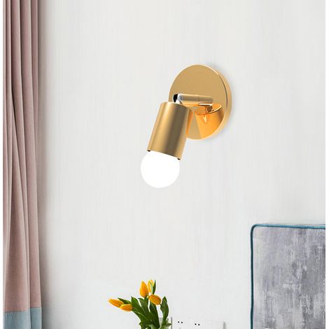 Douille E27 pour lampe de chevet, lampe de lecture pour miroir de coiffeuse applique murale minimaliste moderne E26 (dorée) (1/5)