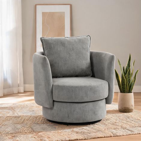 Fauteuil coloris gris clair en polyester 85 x 79 x 84 cm (1/5)