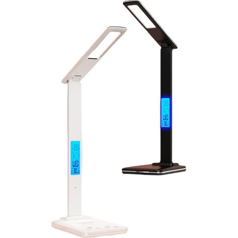 Lampe de bureau LED Dimmable, 3 Modes - 3 Niveaux de luminosité - Affichage LCD -Fonction de Charge sans fil - Protection des Yeux-Noir (1/4)