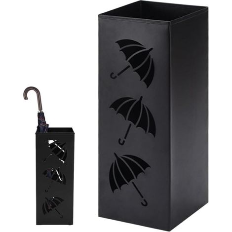 2 Stück Support Parapluie en Métal,42 x 16 x 16 cm,Porte Parapluie,(Noir) Support Carré Indépendant,Design Moderne Porte Parapluie,pour la Maison,I'hôtel et le Bureau (1/5)