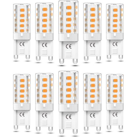 Lot de 10 ampoules LED G9 dimmables 3W blanc chaud 3000K, équivalent halogène 50W AC110/220V [Classe énergétique F] (1/4)
