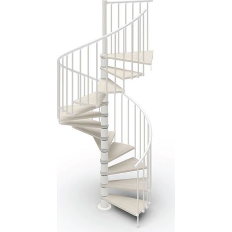Scala a chiocciola  15 gradini - Diametro 1.05m - Legno e bianco - PHOLA105/SGMBLA-16