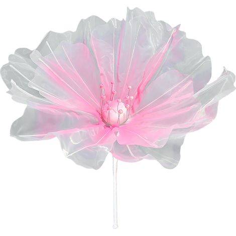 Fleur artificielle en organza rouge rose, fleur en gaze de soie avec perles, appliques pour loisirs créatifs, décoration de fête d'anniversaire, de mariage ou autre. (1/2)