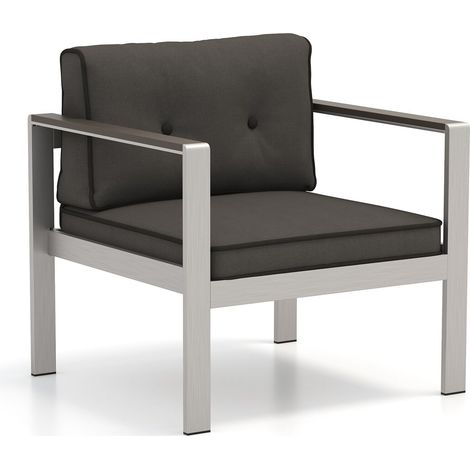 Aluminum Outdoor Patio Armchair Outdoor Garden Modern Sofa Chair with Cushions