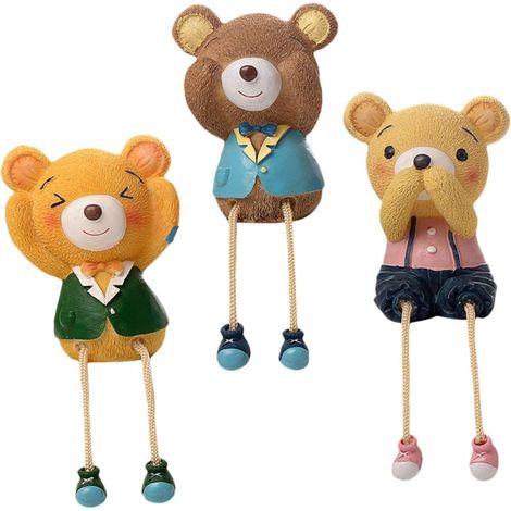 Lot de 3 Ornements en Résine Ours Suspendus Mouvement Oscillant, Décoration de Table Intérieure Créative et Portable pour Garçon et Filles (1/5)