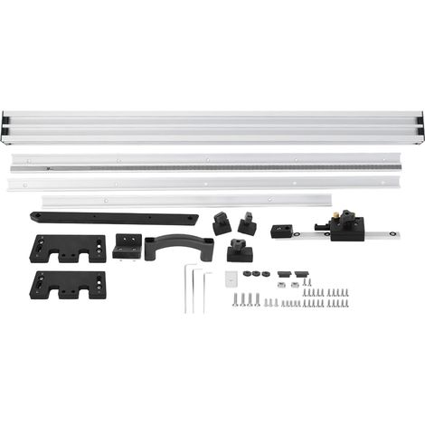 Guide de réglage fin en aluminium noir et argent pour scie à table, 800mm/1000mm, ensemble de guidage précis avec bouton de réglage (1/5)