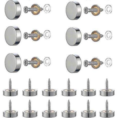 20 jeux de vis à miroir argentées, vis à miroir de 12 mm en laiton poli, avec clou à miroir à capuchon décoratif [jkw] (1/5)