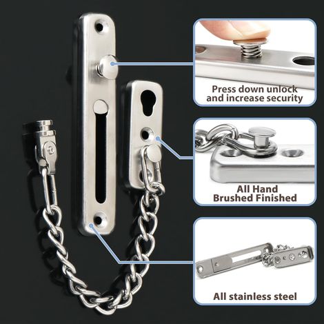 Verrou de sécurité à chaîne Alise, verrou de sécurité à ressort pour porte intérieure et porte d'entrée supplémentaire, nickel (1/4)