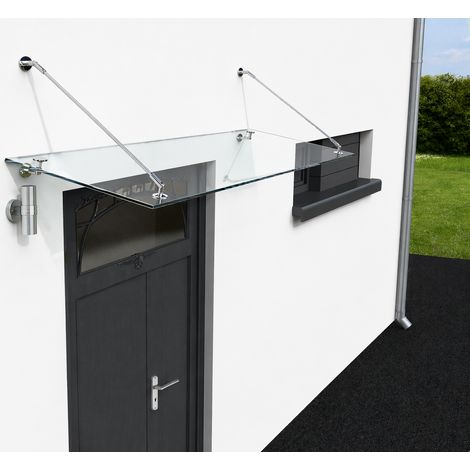 Glaswerk Westfalen - (STB) 120x90 cm Klarglas Glasvordach inkl. Halter