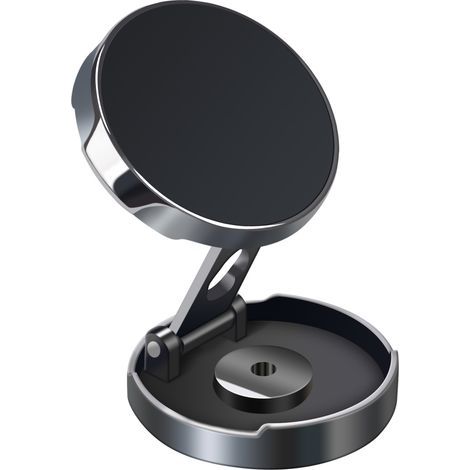 Kompatibel mit Mobiltelefonen, Autos, iPhones und allen Smartphones (Schwarz) (Silber) – Set mit 2 magnetischen Autohalterungen, faltbar, universell, 360° drehbar, mit faltbarem Sockel