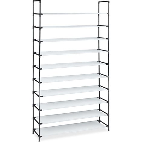 Zapatero extensible abierto para pasillo o recibidor 176,5 x 99 x 29,5 cm diseño minimalista en metal negro 130010291 (1/5)