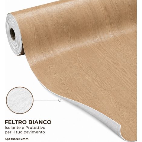 1 x 15 m (15 m²) Pavimento Vinilico a Rotolo Effetto Legno Frassino Dorato – Spessore 2 mm con Feltro Fonoassorbente (1/5)