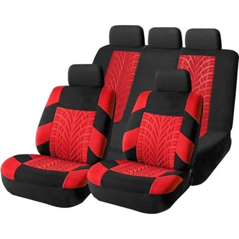 Housse De Siege - Polyester 100 - Universelle Pour Voiture - Rouge - 5 Pieces (1/4)