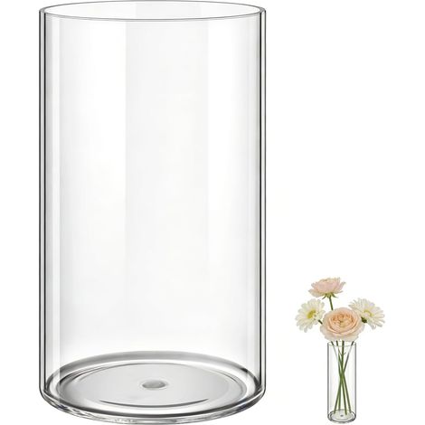 Vase Acrylique Rond - 1 Unité - Transparent - Incassable - Décoration Intérieur Extérieur - 10x20cm (1/5)