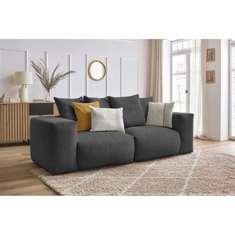BOBOCHIC - Canapé droit fixe modulable VOLTAIRE Gris foncé (1/5)