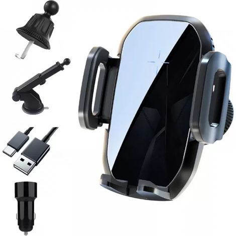 Support Voiture Sans Fil - Charge Inductive Qi 15 W - Rotation 360° - Compatible Tous Smartphones - 1 Pièce (1/5)