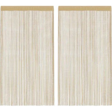 Tenda con motivo a corda, 2 pannelli per decorazione di porte e finestre, beige (1/2)