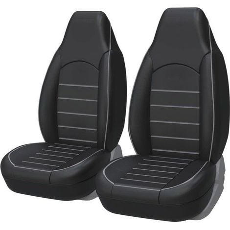 Housse de siège avant universelle Ajustement universel - Simili‑cuir - Noir/Gris - Compatible airbag (1/5)