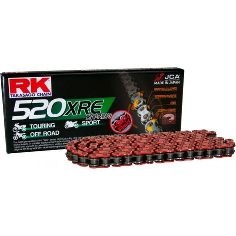 CATENA DI TRASMISSIONE RK RR520XRE-120 (XW-RING) CON Alette (CLF) INCLUSE COLORE ROSSO (CAPACITÀ: FINO A 800 CCM) (36,5 KN)