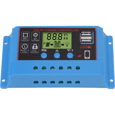 12V/24V Solar-Laderegler mit LCD-Anzeige zur Steuerung von Solarmodulen, Werbetafeln und Warnleuchten (30A) (1/5)